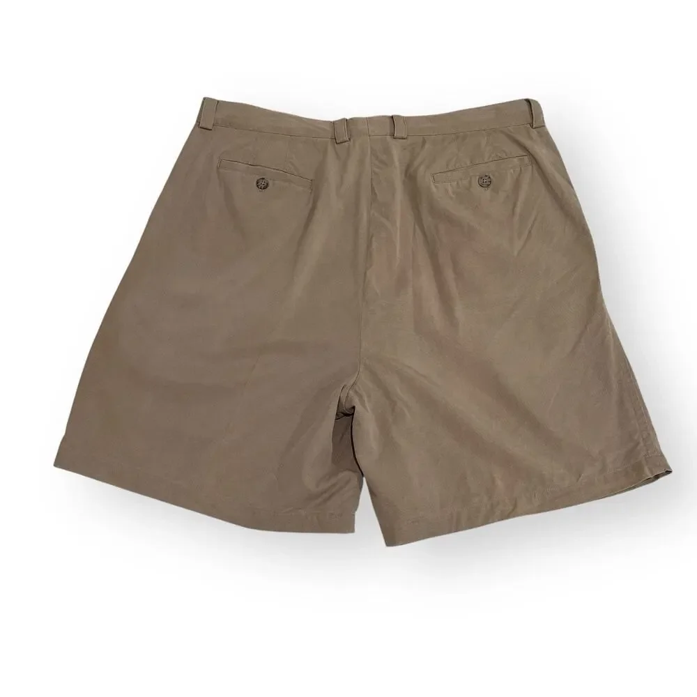Tori Richard Men's 38 Pleated Chino Shorts Lyocell Cotton Blend Casual Brown Tan